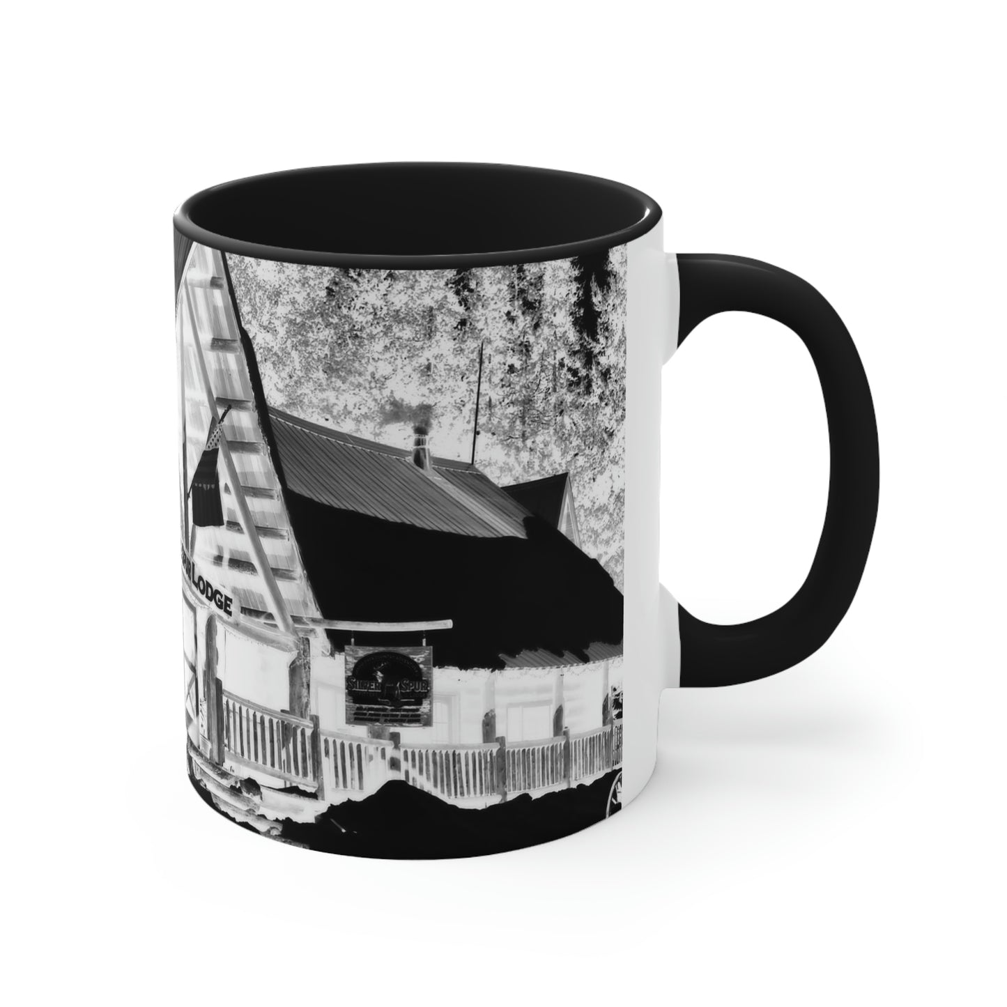 Accent Coffee Mug, 11oz ... A Beautiful Lodge & Back-Country Outfitter In A Mountain Town ... 'Dixie, Idaho, November 2022' ... Original Works ...