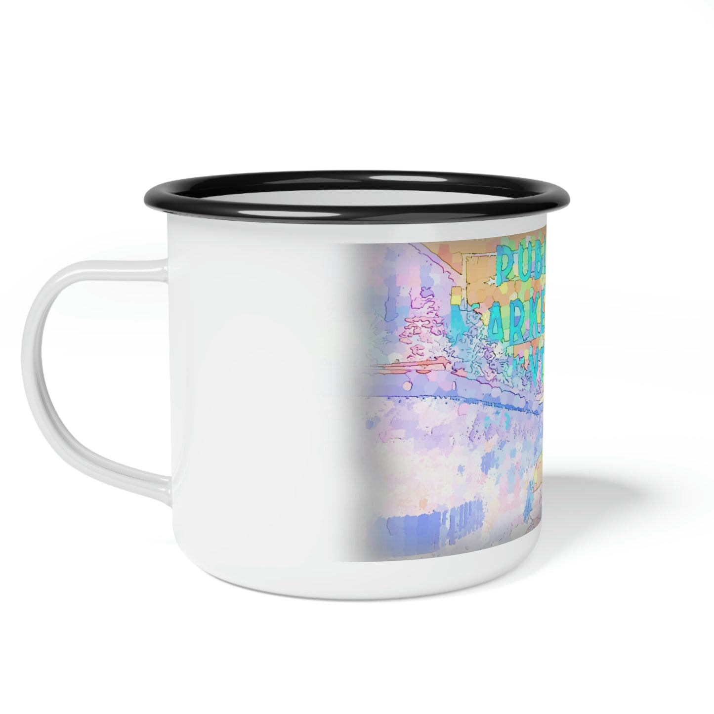Enamel Camp Cup ... "Sleepless-In-Seattle ... At-The-Market" ... Series-2 ...