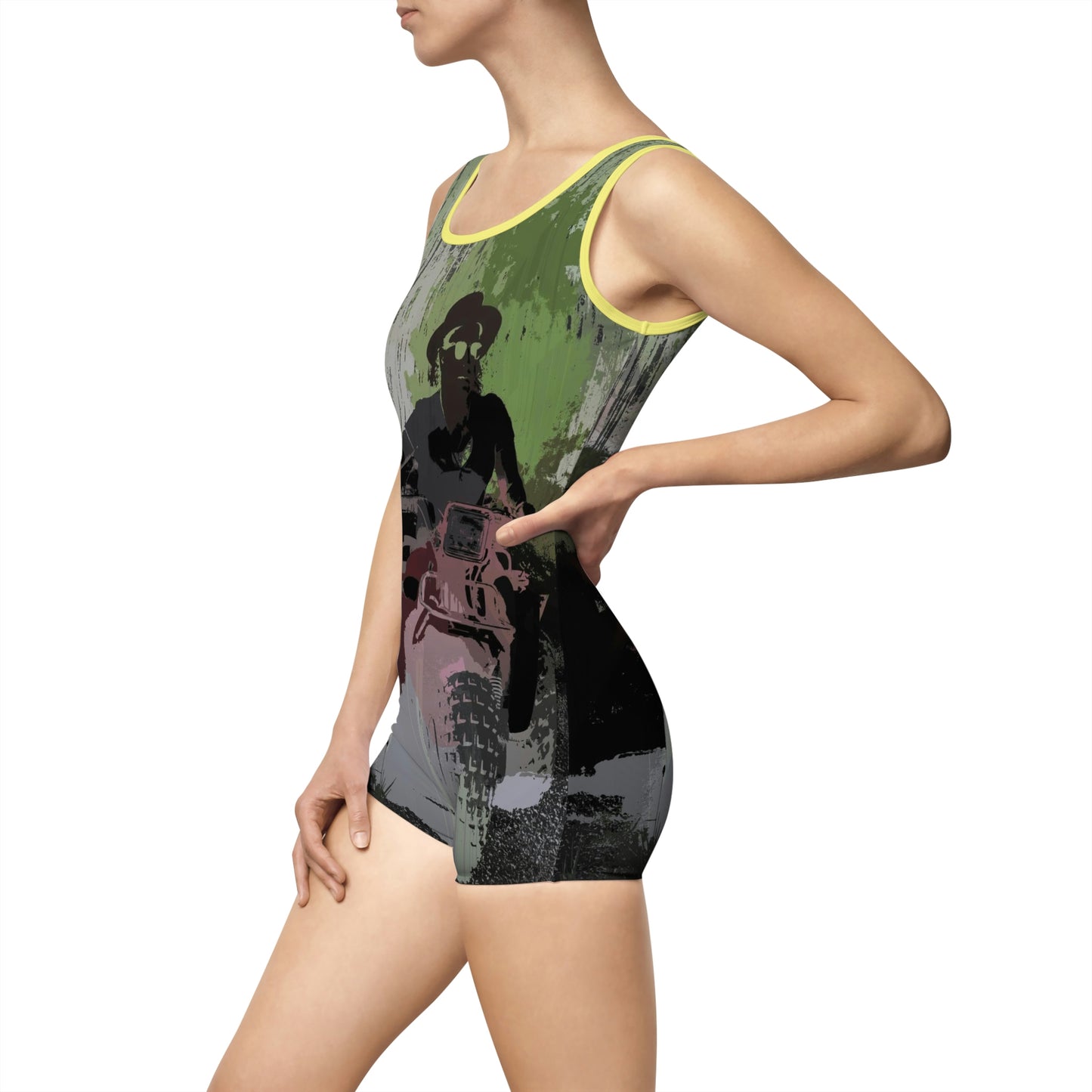 Women's Vintage Swimsuit ... 3-Wheeln' N' Groovin The Mountain Roads ... Central Idaho ... Original Works ...