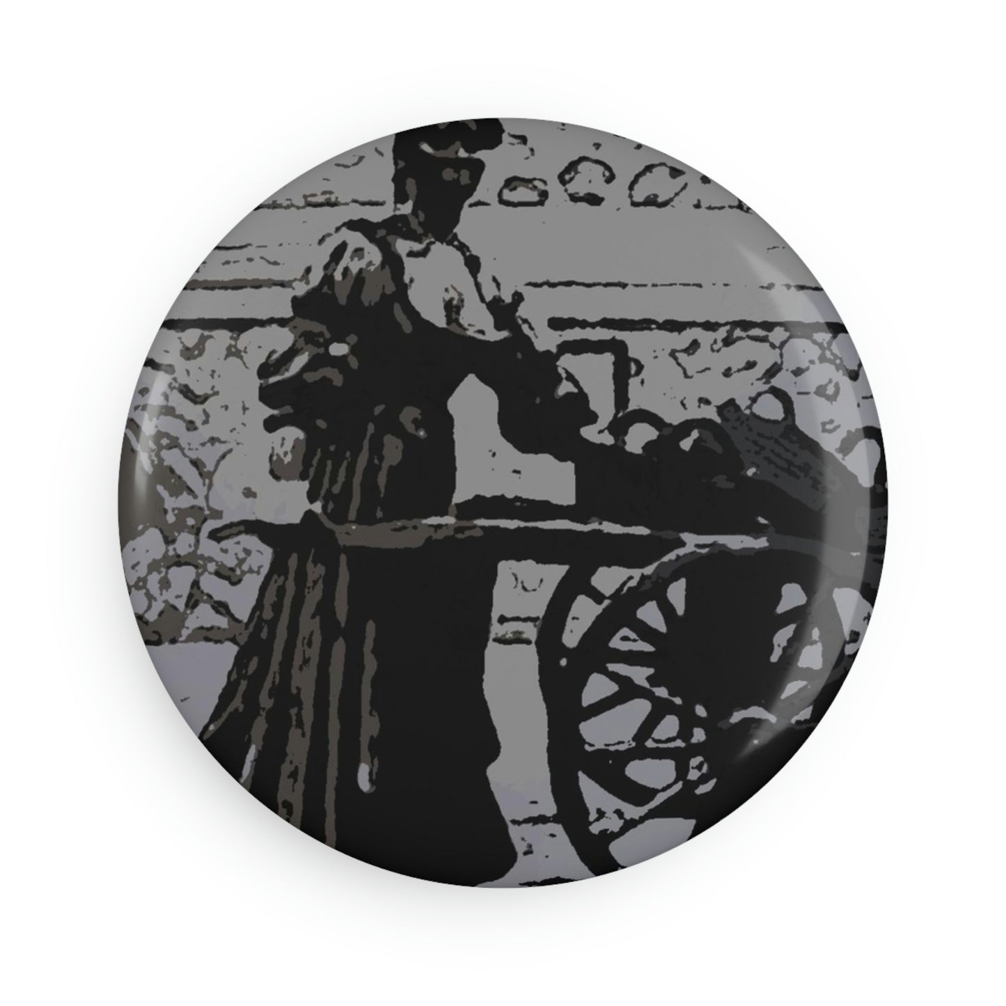 Button Magnet, Round (1 & 10 pcs) ... Dublin's "Molly Malone Along Grafton Street" ... Cryin' Cockels & Muscles Alive-Alive-Oh ... Circa 2003 ... Original Works ...
