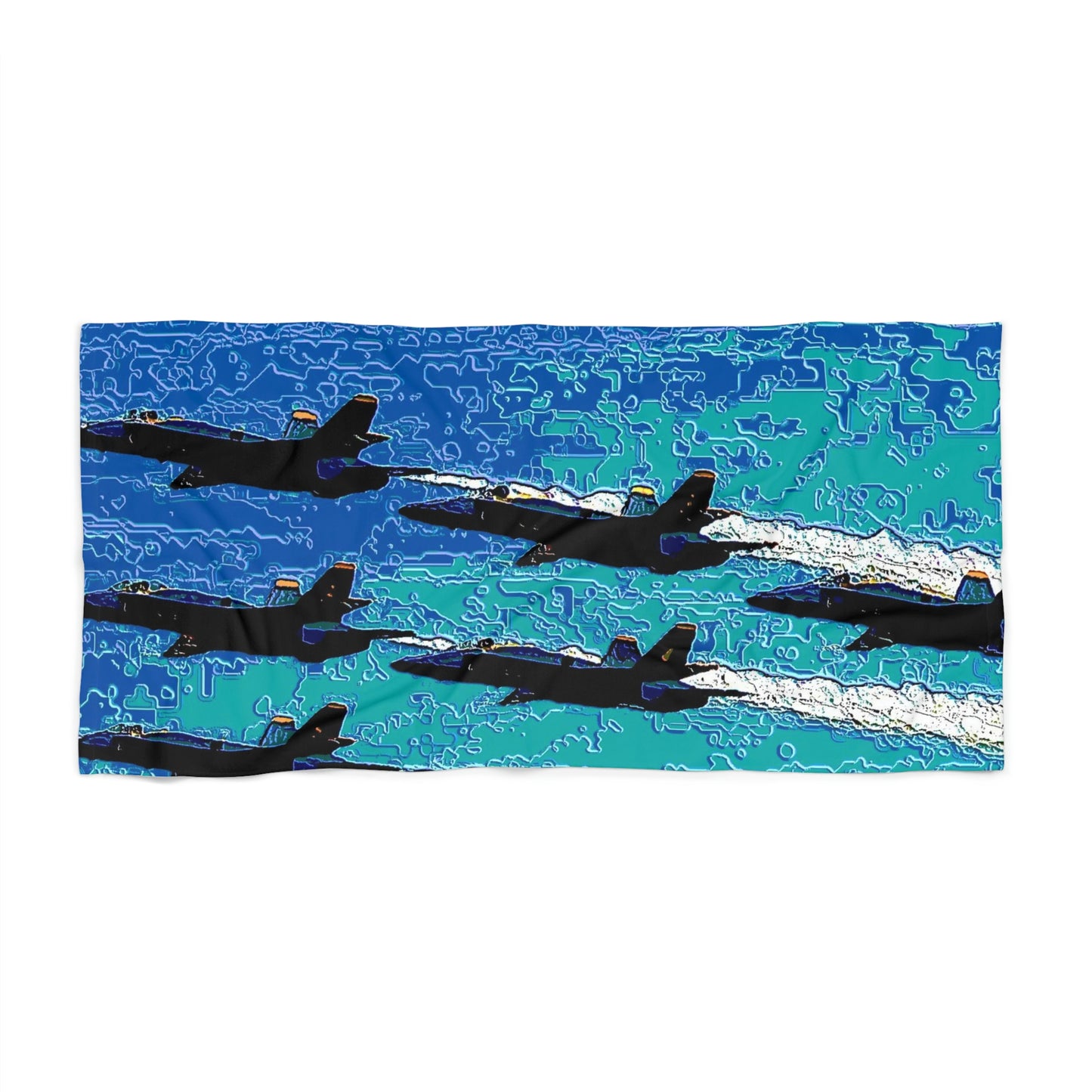 Beach Towel ... Seattle Seafair ..."Blue Angels Run Over Lake Washington" ... Circa Mid 1980's ... Dr FJ Holt ... Original Works ...