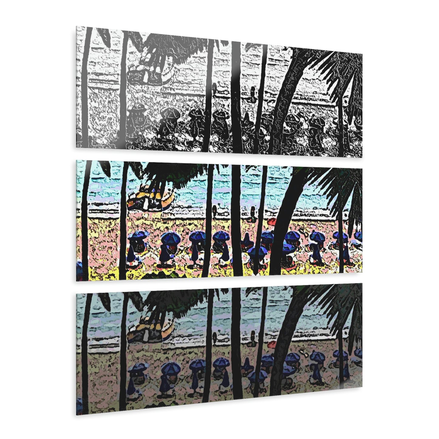 Acrylic Prints (Triptych) ... "A Beautiful Beach Amongst The Palms" ... The Outrigger Waikiki, Honolulu, Oahu ... Original Works ...
