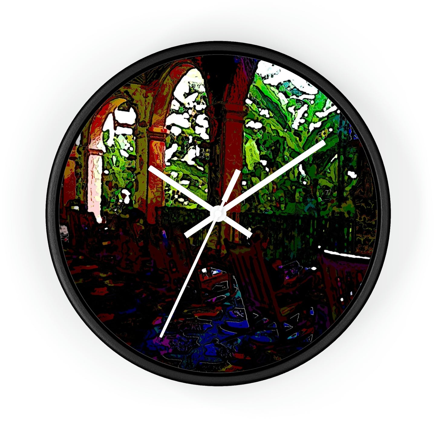 Wall clock ... Lanai & Rocking Chairs At: 'The Pink Palace' ... The Royal Hawai'ian ... Honolulu, HI ... '27Oct2014' ... Original Works ...