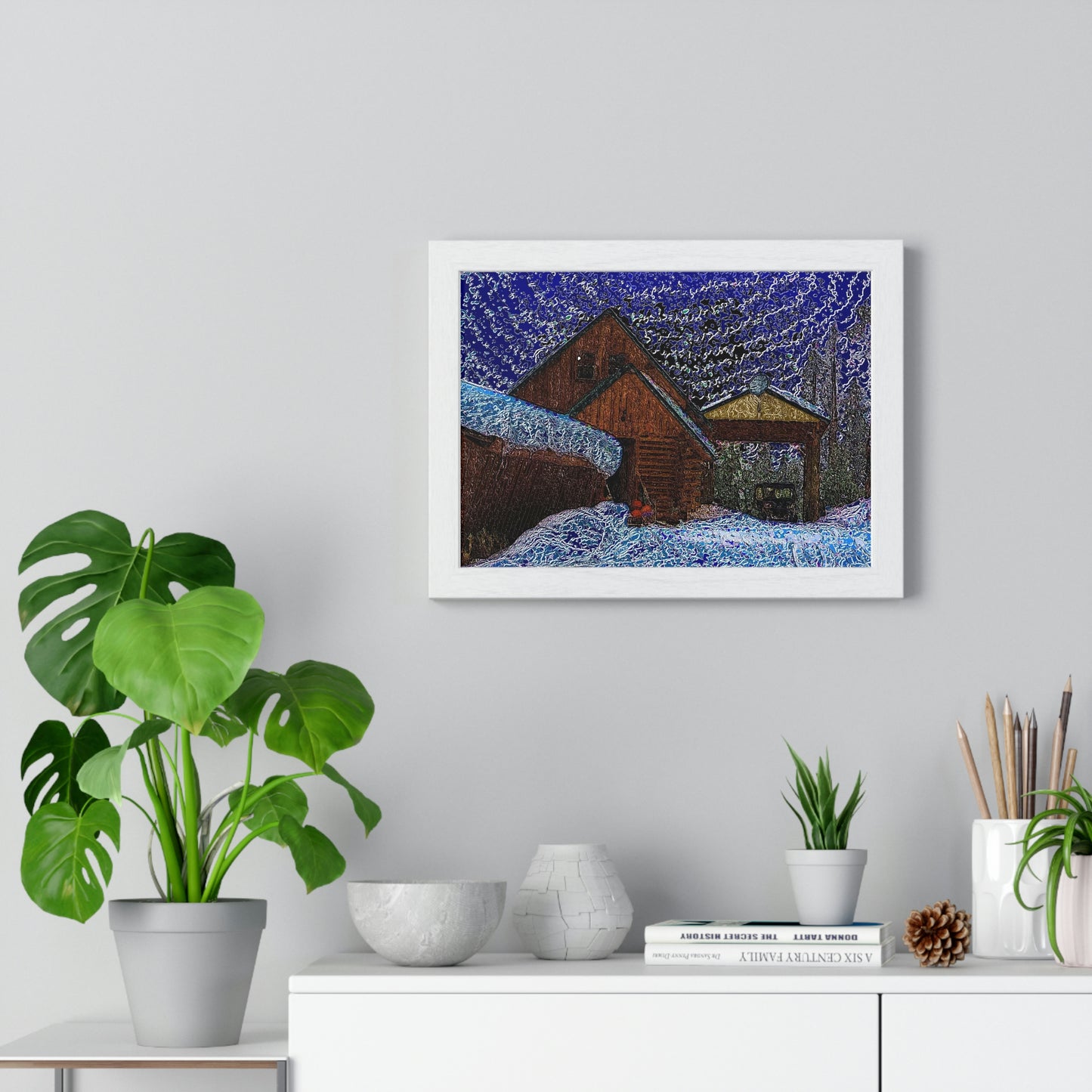 Premium Framed Horizontal Poster ... "A Cabin In The Mountains Of Central Idaho" ...