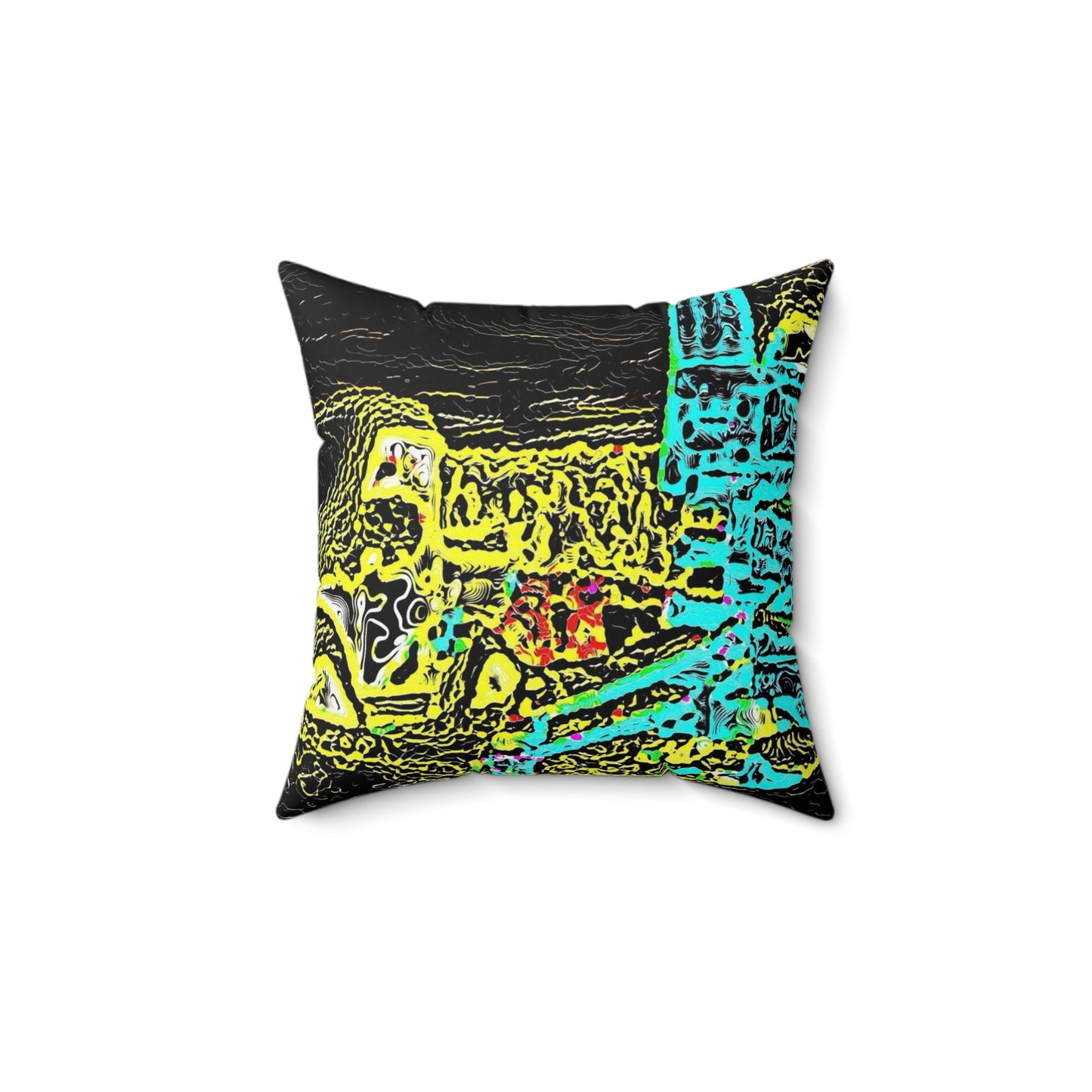 Spun Polyester Square Pillow ...  "Snow Vehicle In Snow Storm At-Rest" ... Circa 12Mar23 ... Central Idaho ... 18-Hours Rendering Time: Original Works ...