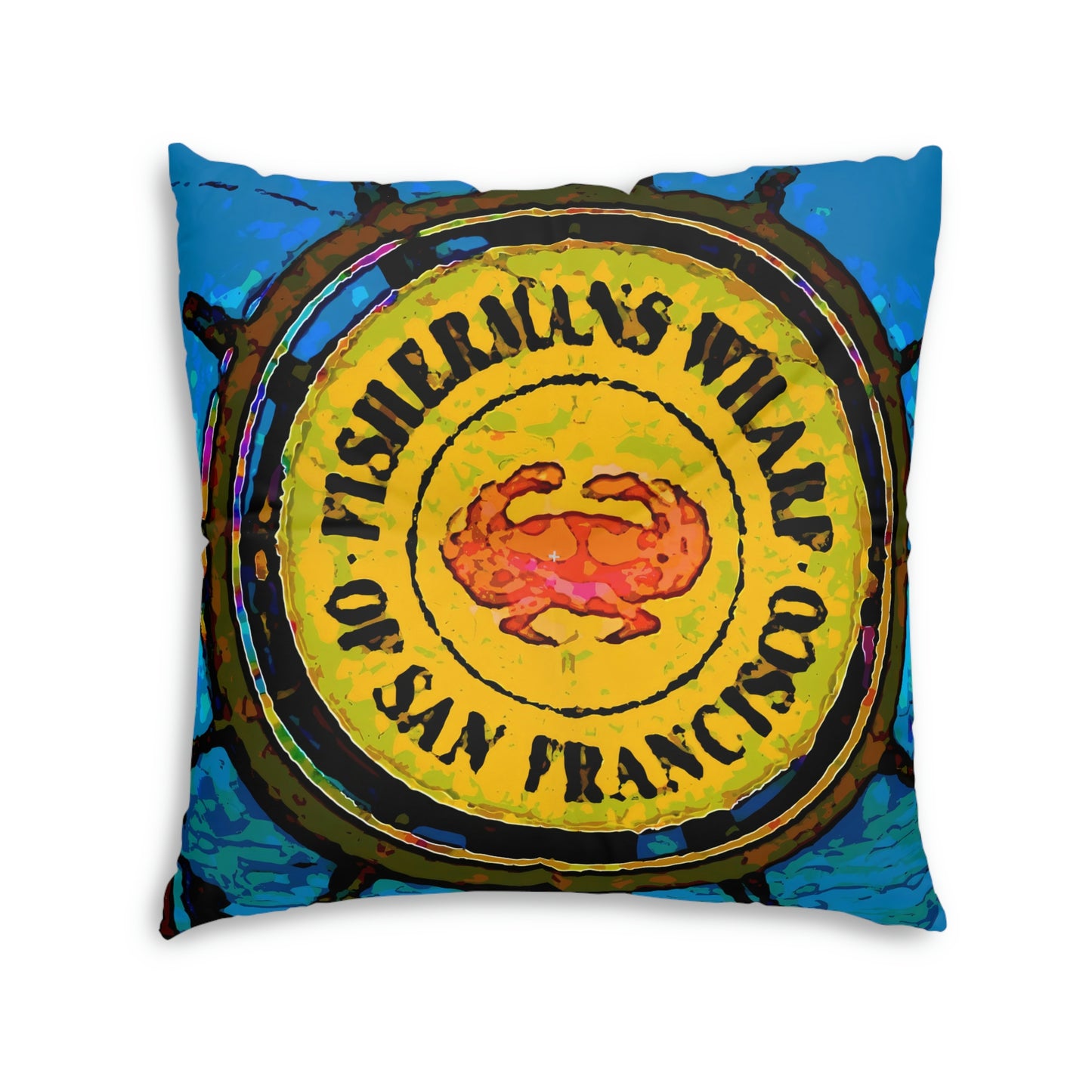 Tufted Floor Pillow, Square ... "No.9 Fishermen's Grotto - Fishermen's Wharf, SF, California" ... Family Archives: 1970's ... Original Works ...