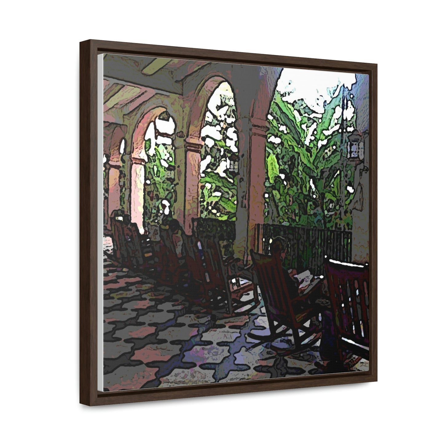 Gallery Canvas Wraps, Square Frame ...  Lanai & Rocking Chairs At: 'The Pink Palace' ... The Royal Hawai'ian ... Honolulu, HI ... '27Oct2014' ... Original Works ...