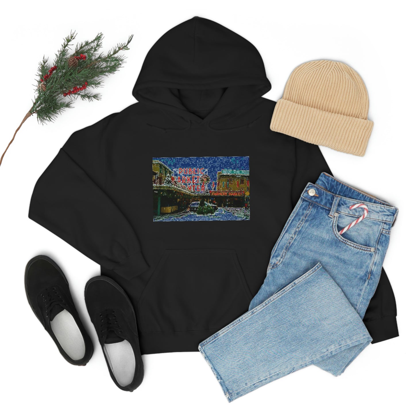 Unisex Heavy Blend™ Hooded Sweatshirt ... Pike Place Market: 'The Public Market', Seattle, Washington. Circa Fall 2013 ...