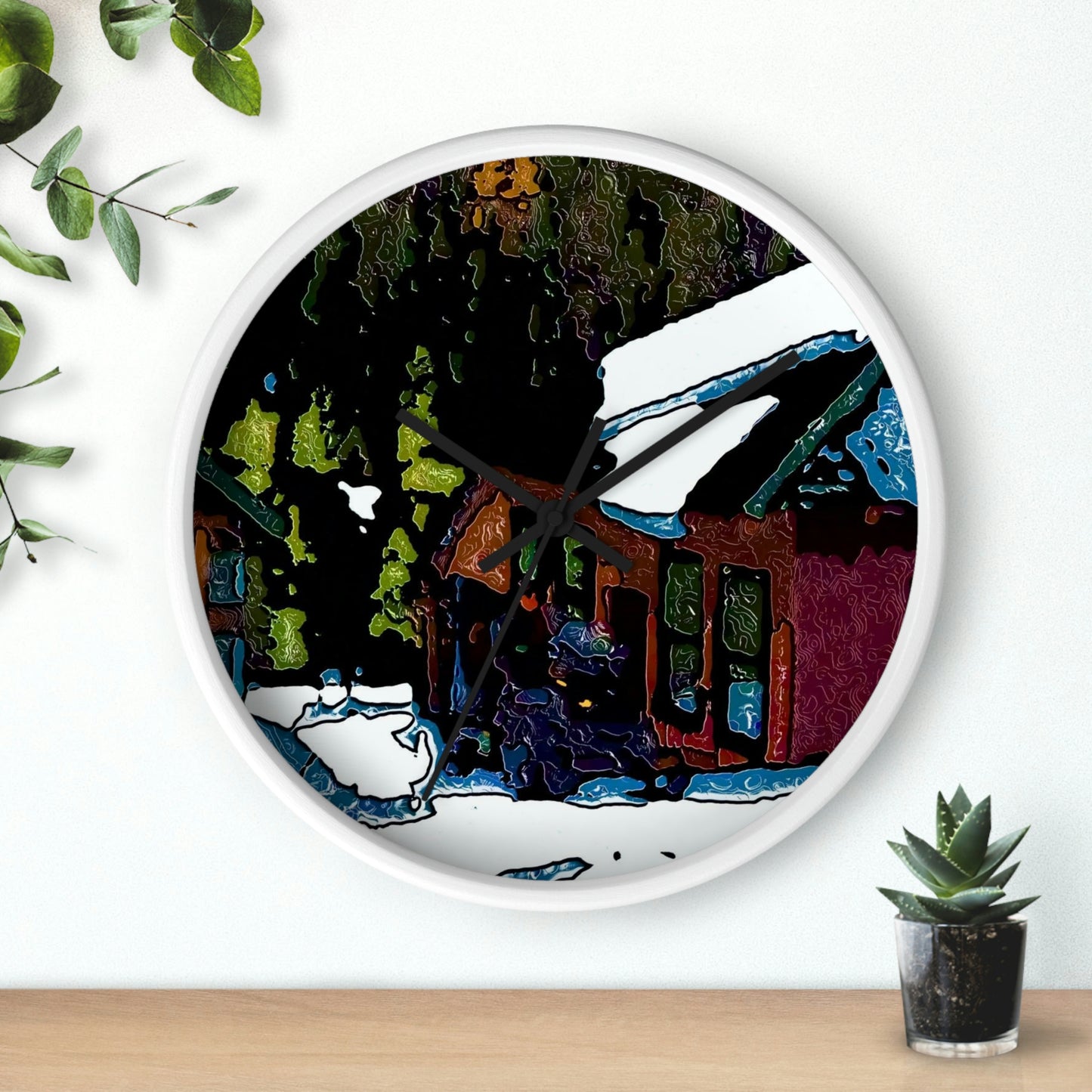 Wall clock ... "A Rider Passeth-Through-It" ... Colors Galore & A Bit Of Impressionism ... Original Works. Winter 2021. Central Idaho. Rendering Time: 12 Hours ...