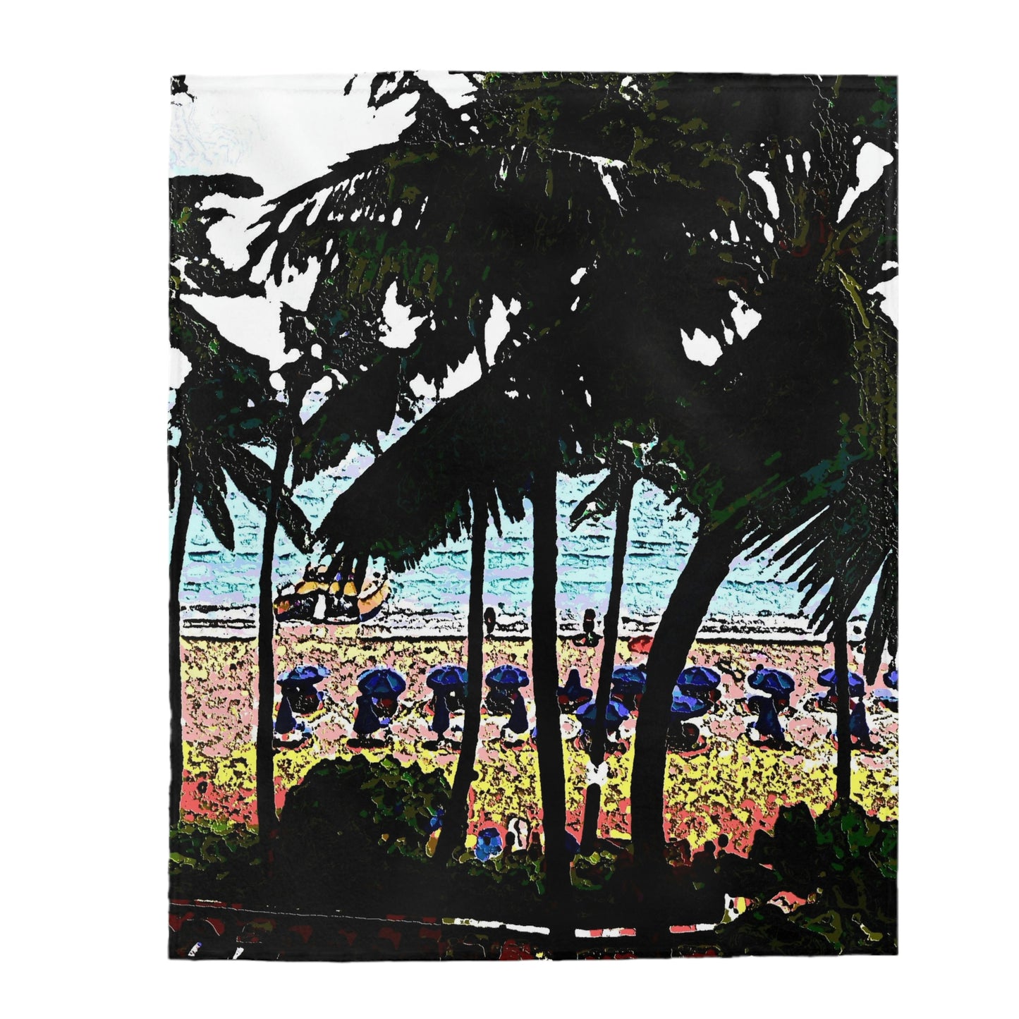 Velveteen Plush Blanket ... "A Beautiful Beach Amongst The Palms" ... The Outrigger Waikiki, Honolulu, Oahu ... Original Works ...