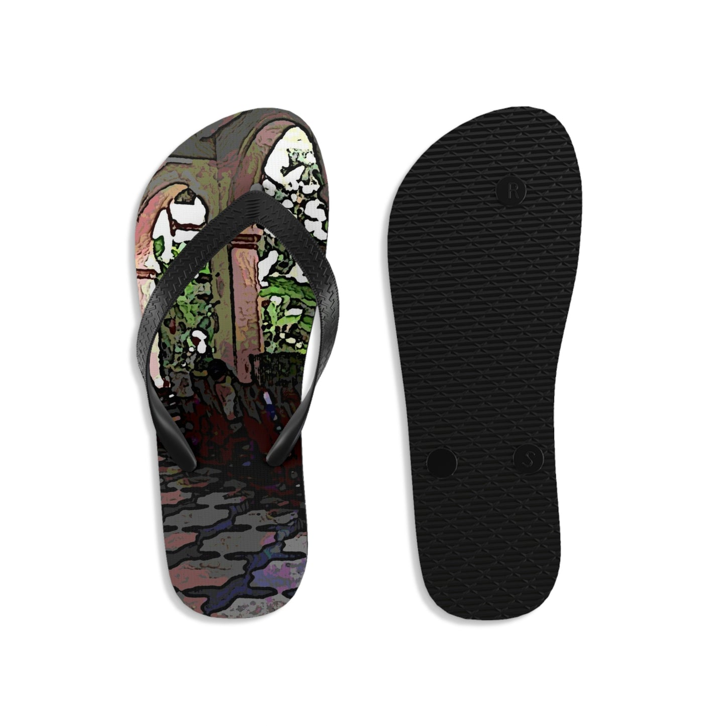 Unisex Flip-Flops ... Lanai & Rocking Chairs At: 'The Pink Palace' ... The Royal Hawai'ian ... Honolulu, HI ... '27Oct2014' ... Original Works ...
