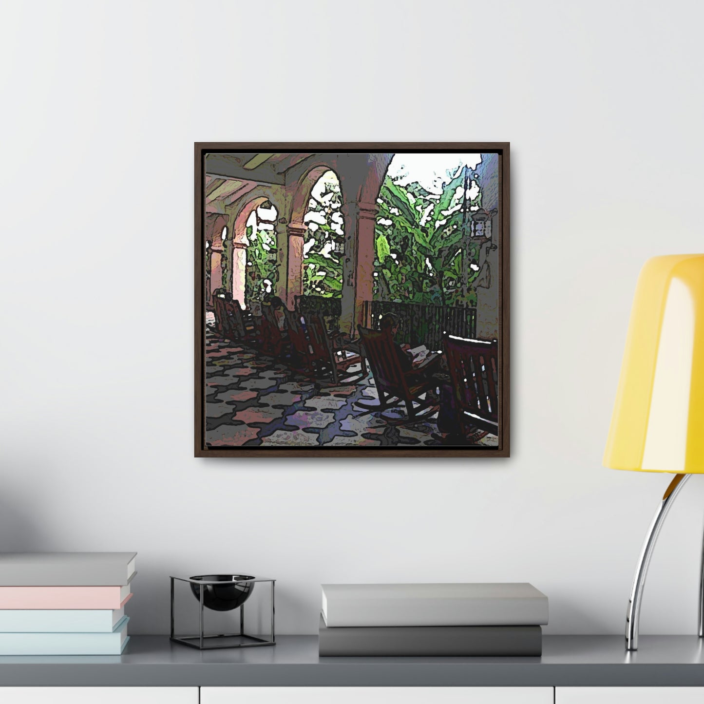 Gallery Canvas Wraps, Square Frame ...  Lanai & Rocking Chairs At: 'The Pink Palace' ... The Royal Hawai'ian ... Honolulu, HI ... '27Oct2014' ... Original Works ...