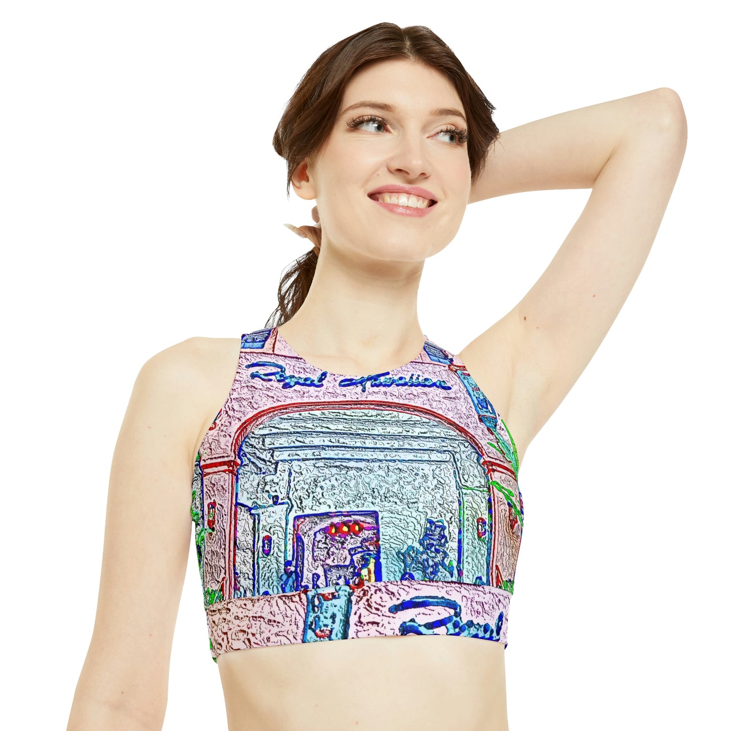 High Neck Crop Bikini Top ... "La Grande Entree" At: 'The Pink Palace' ... The Royal Hawai'ian ... Honolulu, HI ... '27Oct2014' ... Original Works ...