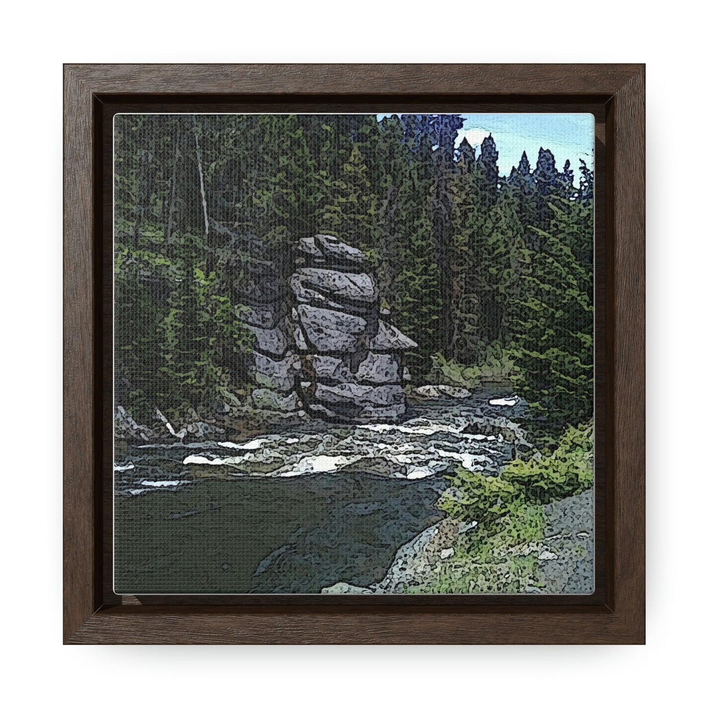Gallery Canvas Wraps, Square Frame ...  "I Am Innocent" ... Tricky-Dick Immortalized ... Nixon Rock: Along The River ... Central Idaho, Summer 2020 ... Original Works ...