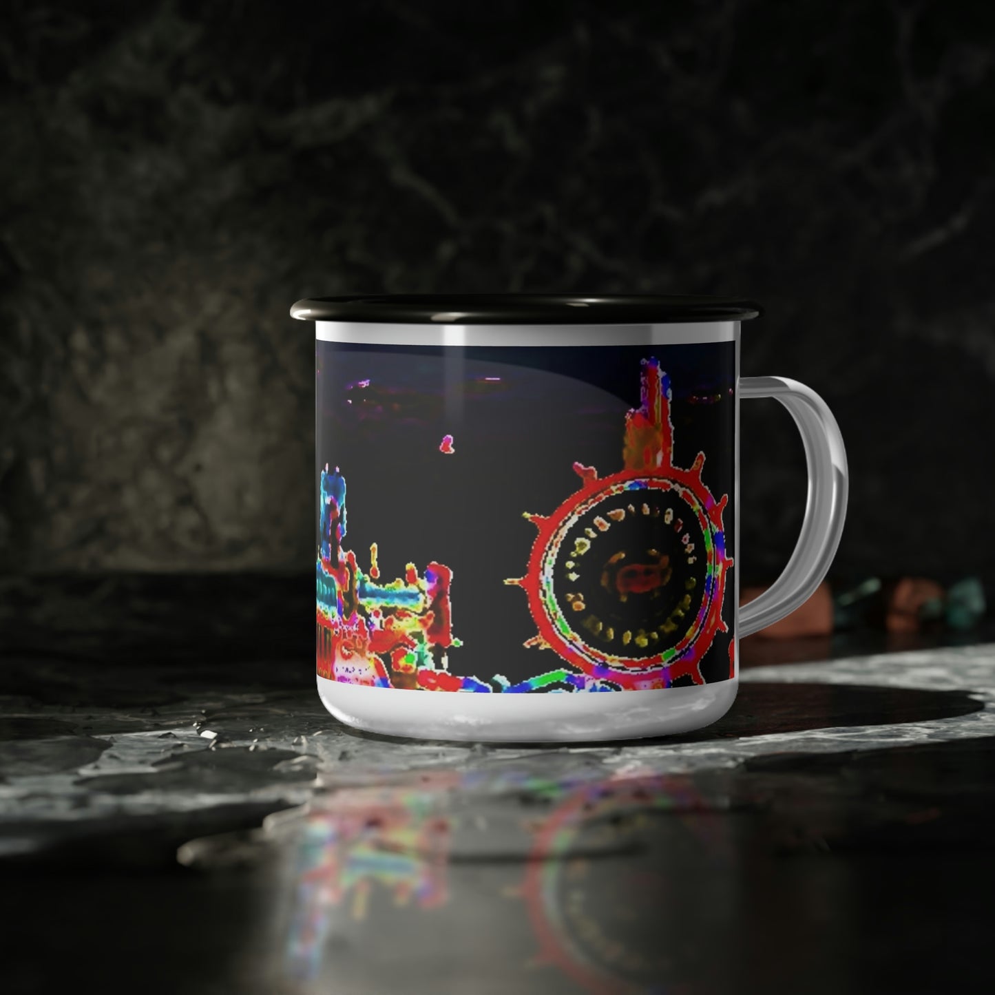 Enamel Camp Cup ... "No.9 Fishermen's Grotto - Fishermen's Wharf, SF, California" ... Family Archives: 1970's ... Original Works ...