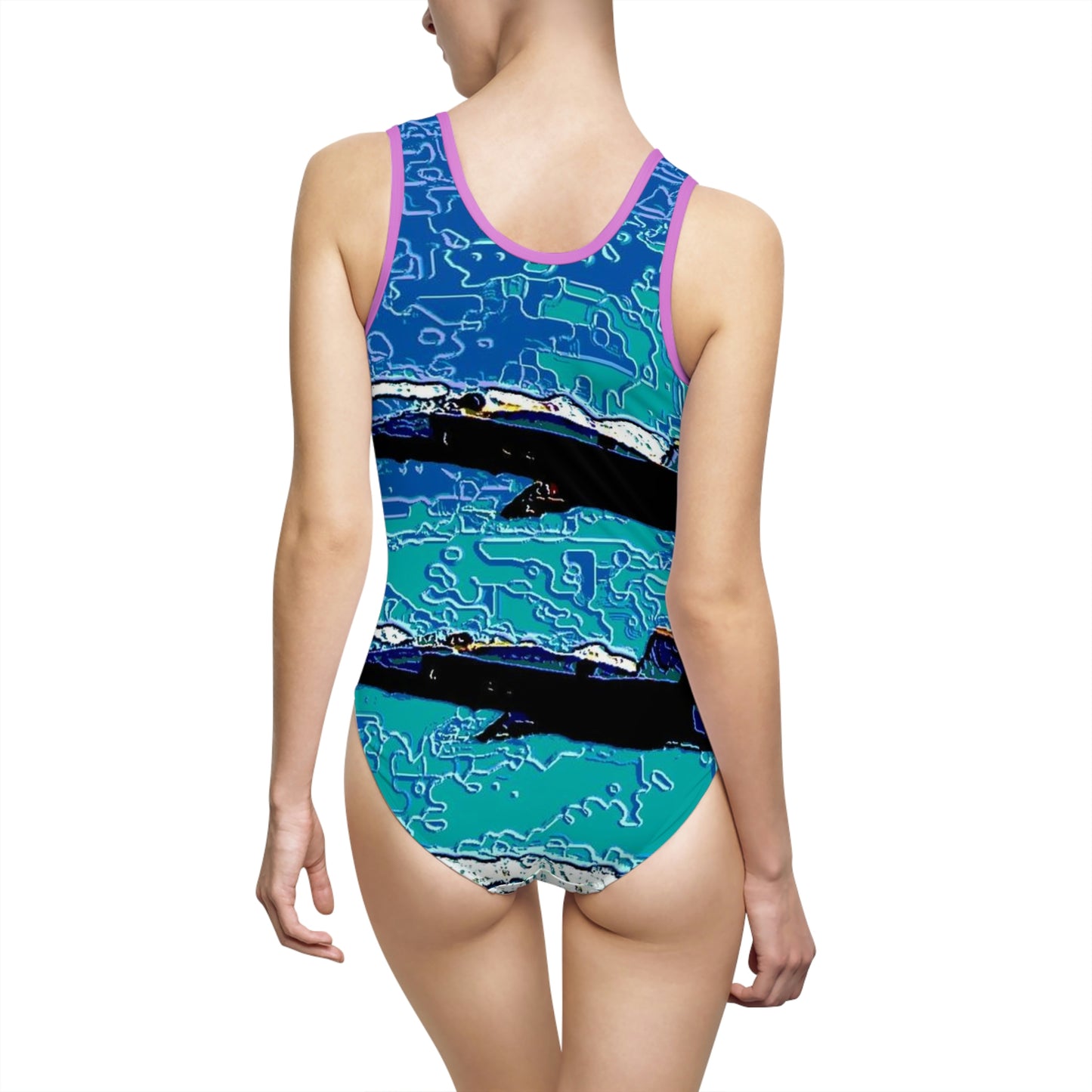 Women's Classic One-Piece Swimsuit ... Seattle Seafair ..."Blue Angels Run Over Lake Washington" ... Circa Mid 1980's ... Dr FJ Holt ... Original Works ...