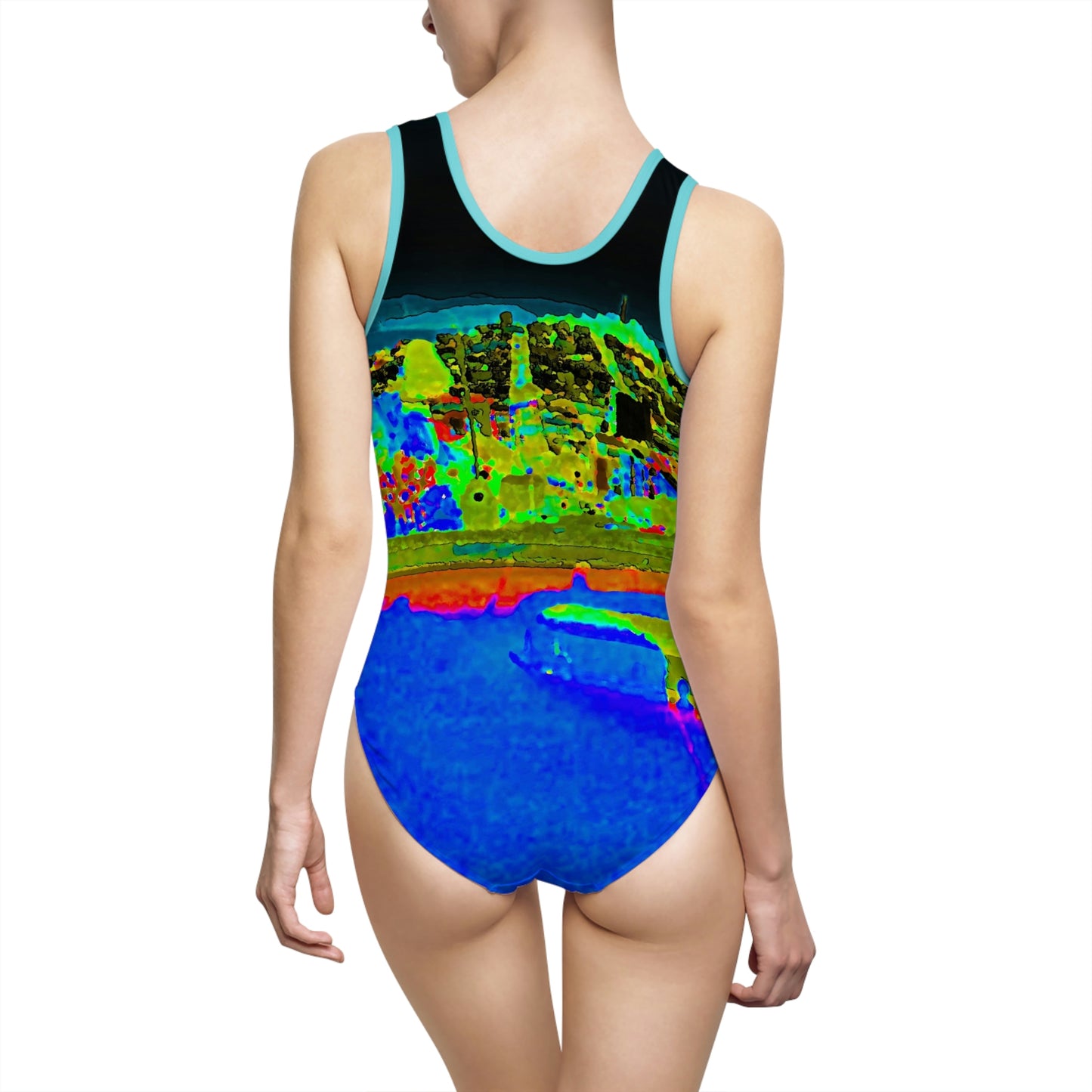 Women's Classic One-Piece Swimsuit ..."Lombard Street San Francisco, CA, USA" ... Family Archives 1970's ... Original Works ...