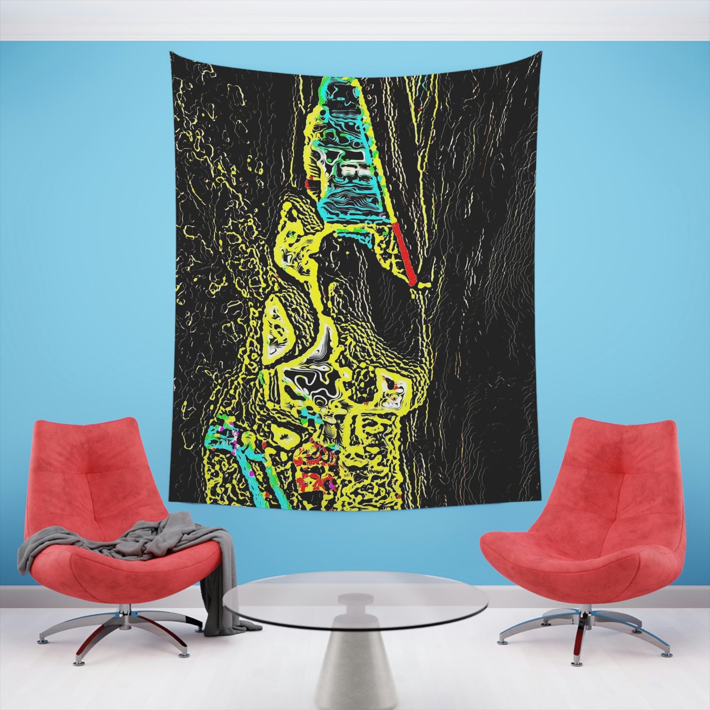 Printed Wall Tapestry ... "Snow Vehicle In Snow Storm At-Rest" ... Circa 12Mar23 ... Central Idaho ... 18-Hours Rendering Time: Original Works ...