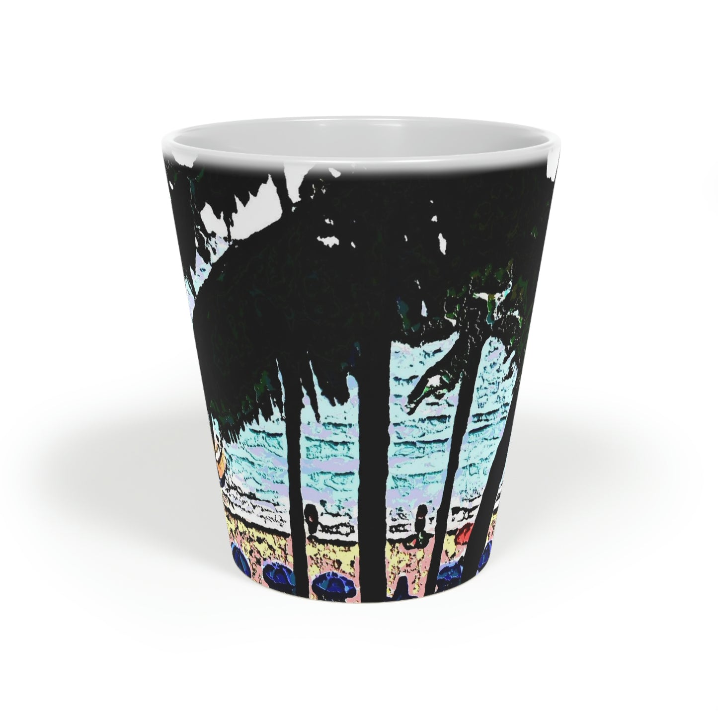 Latte Mug, 12oz ... "A Beautiful Beach Amongst The Palms" ... The Outrigger Waikiki, Honolulu, Oahu ... Original Works ...