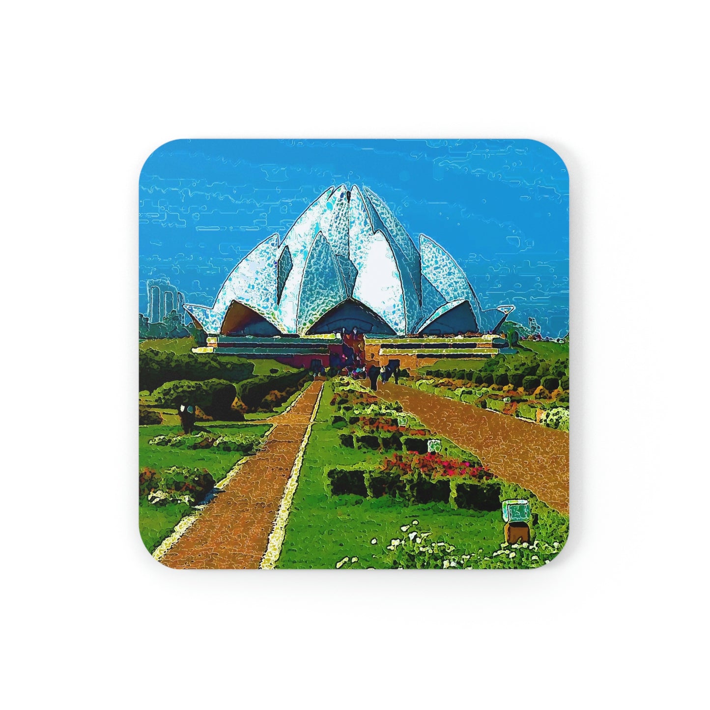 Cork Back Coaster ... 'Bahai'i House-Of-Worship' ... "Lotus Temple: Delhi, India, 2008" ... Original Works ...