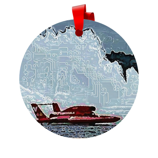 Plywood Ornaments (Round, Berlin) ... Seattle Columbia Cup On Lake Washington ... "Dave Wilcox Heads For The Win" ... Associate Gift-Photo ... Original Works ...