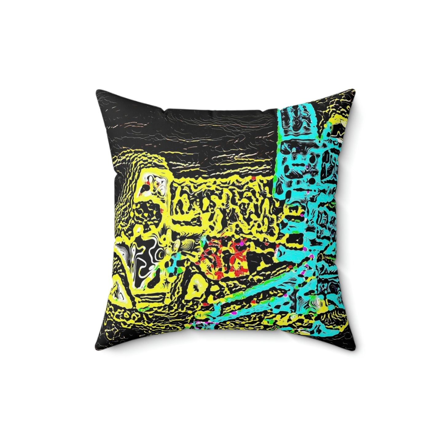 Spun Polyester Square Pillow ...  "Snow Vehicle In Snow Storm At-Rest" ... Circa 12Mar23 ... Central Idaho ... 18-Hours Rendering Time: Original Works ...