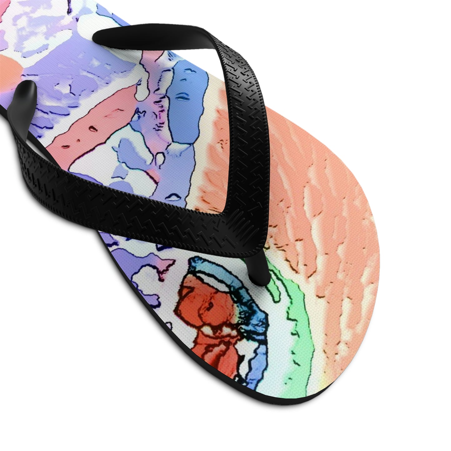 Unisex Flip-Flops ... "Seattle's World Fair" ... Below Space Needle 'Looking Up' ... On A Very Rainy Morning (Father's Family Photo). ... Original ...