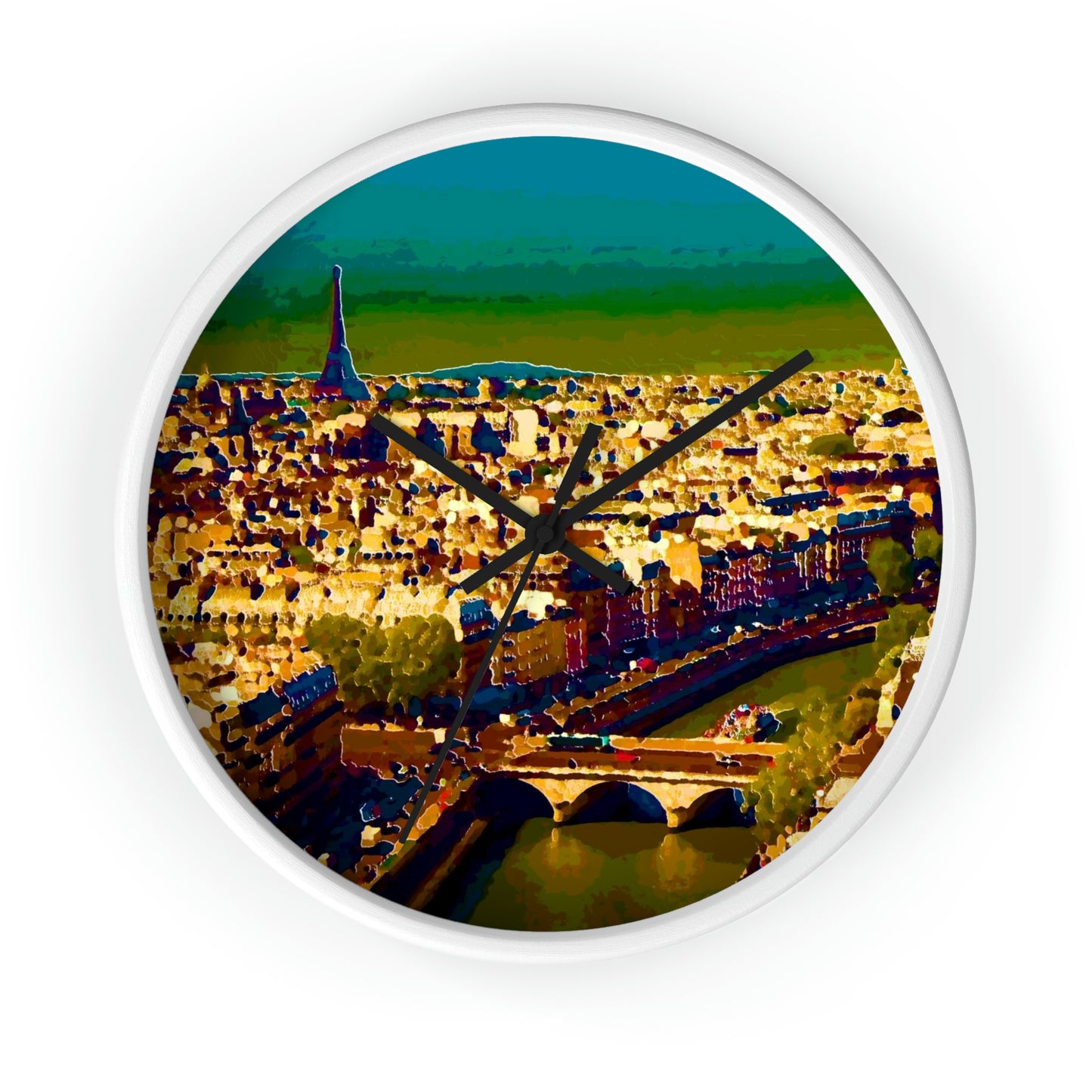 Wall clock ... Au Paris ... "Along The River Seine" ... Barbara Joan Bonnel-Holt: 1972 ... Original Works ...