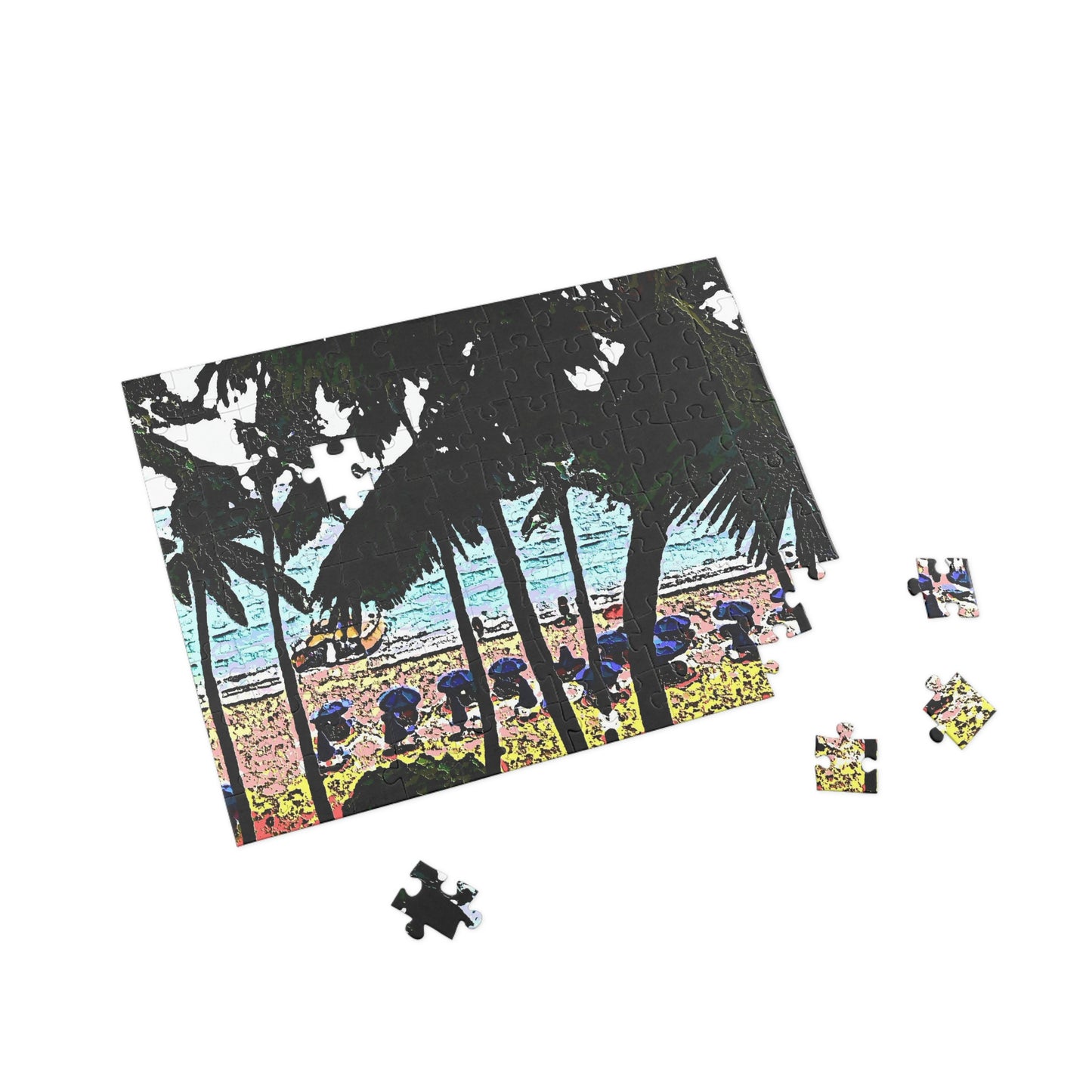 Puzzle (96, 252, 500, 1000-Piece) ...  "A Beautiful Beach Amongst The Palms" ... The Outrigger Waikiki, Honolulu, Oahu ... Original Works ...