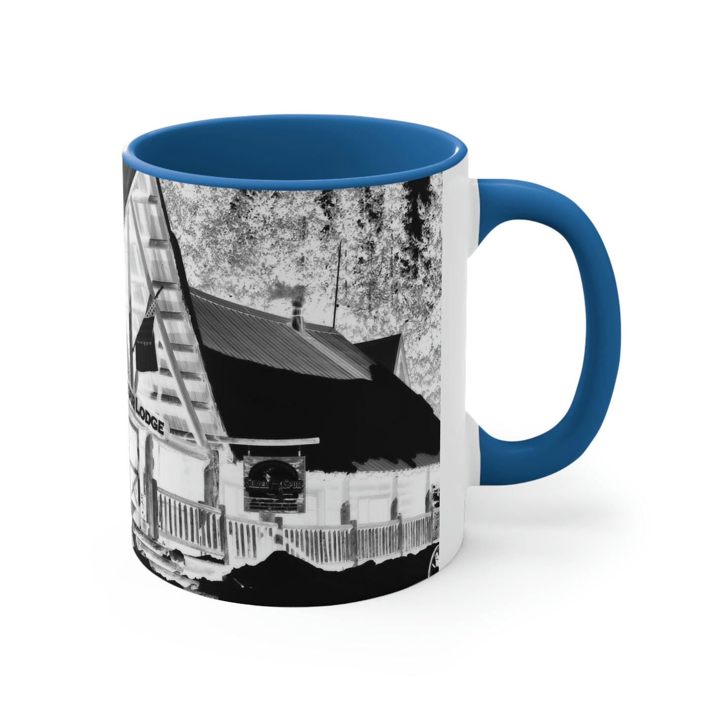 Accent Coffee Mug, 11oz ... A Beautiful Lodge & Back-Country Outfitter In A Mountain Town ... 'Dixie, Idaho, November 2022' ... Original Works ...