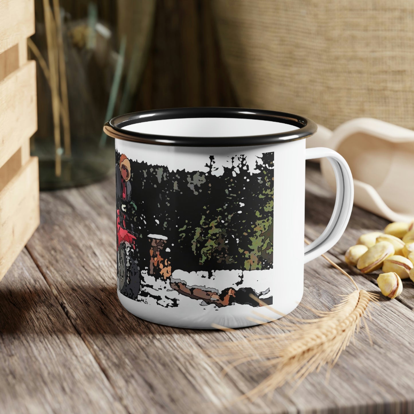 Enamel Camp Cup ... Snow ... Fractals ... Three-Wheeler-Speed ... & "Warmth-In-A-Mug!" ...