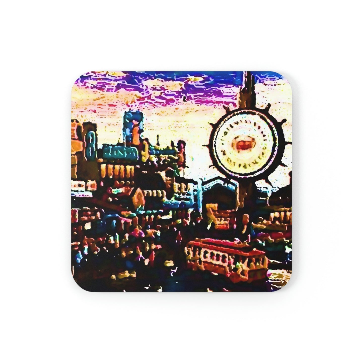 Cork Back Coaster ...  "No.9 Fishermen's Grotto - Fishermen's Wharf, SF, California" ... Family Archives: 1970's ... Original Works ...