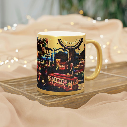 Metallic Mug (Silver\Gold) ...  "No.9 Fishermen's Grotto - Fishermen's Wharf, SF, California" ... Family Archives: 1970's ... Original Works ...