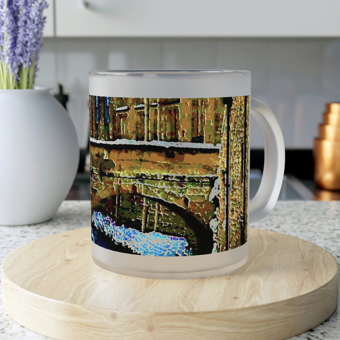 Frosted Glass Mug ...  Walikng The Streets & Alleys ... 'Strolling The Canals ... '  ... Original Works  ...