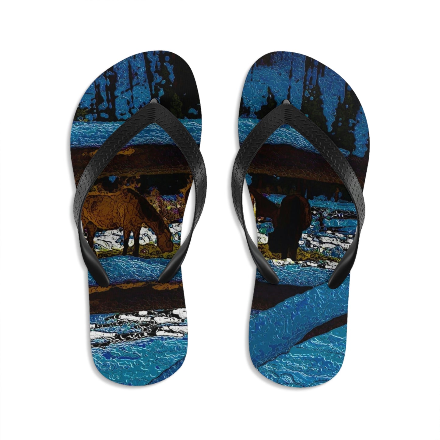 Unisex Flip-Flops ...  A Horse ... A Saddle ...  Foraging Through The Snow ...  An_Asses 'Cry' ... Central Idaho, November 2022 ...  Original Works ..