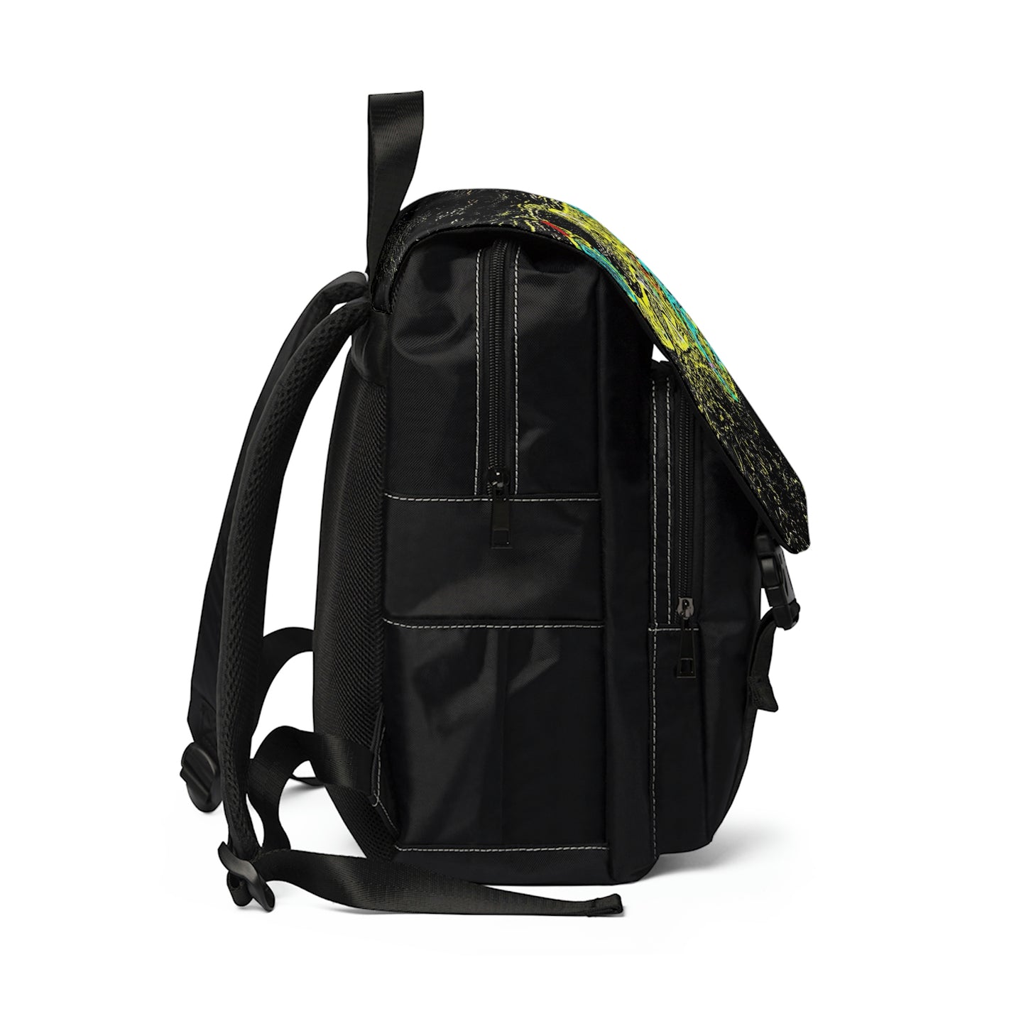 Unisex Casual Shoulder Backpack ...  "Snow Vehicle In Snow Storm At-Rest" ... Circa 12Mar23 ... Central Idaho ... 18-Hours Rendering Time: Original Works ...