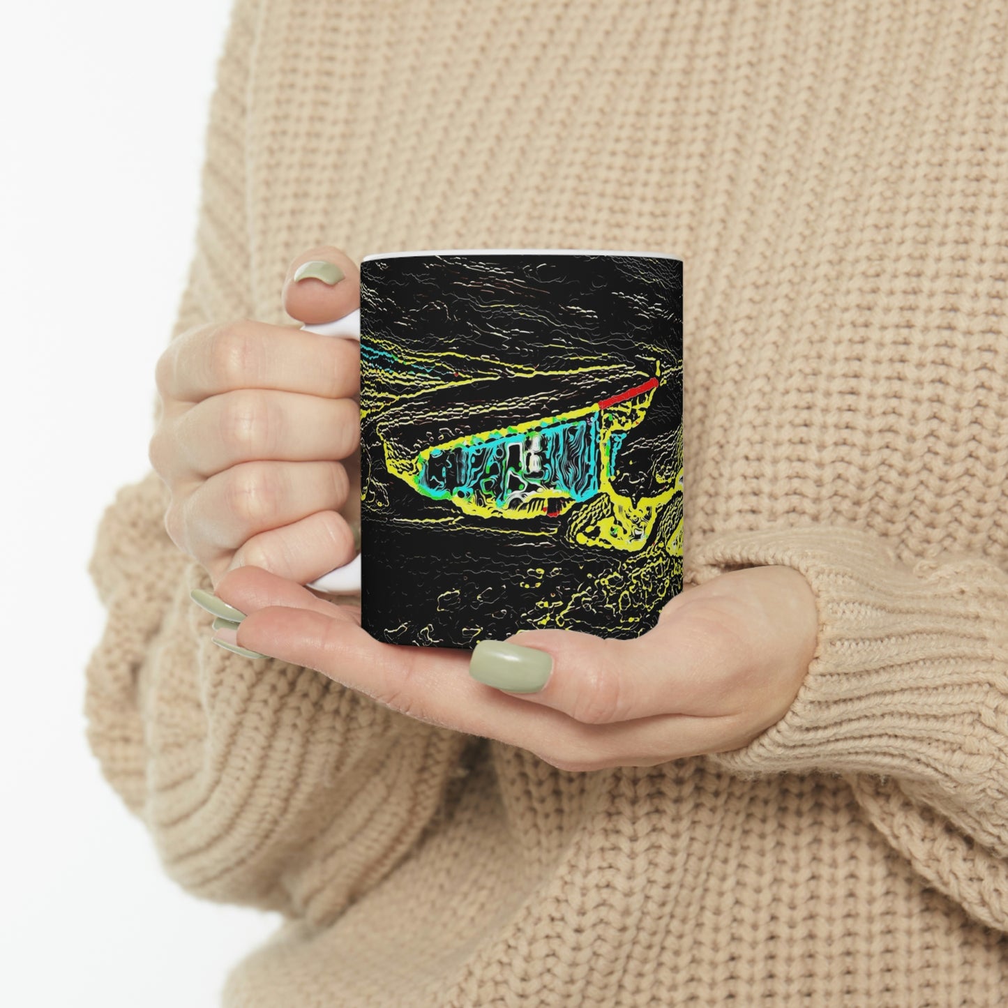 Ceramic Mug 11oz ... "Snow Vehicle In Snow Storm At-Rest" ... Circa 12Mar23 ... Central Idaho ... 18-Hours Rendering Time: Original Works ...