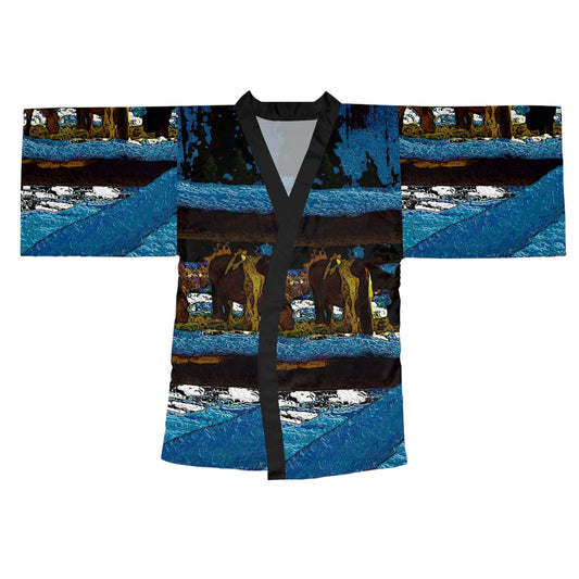 Long Sleeve Kimono Robe ...  A Horse ... A Saddle ...  Foraging Through The Snow ...  An_Asses 'Cry' ... Central Idaho, November 2022 ...  Original Works ..