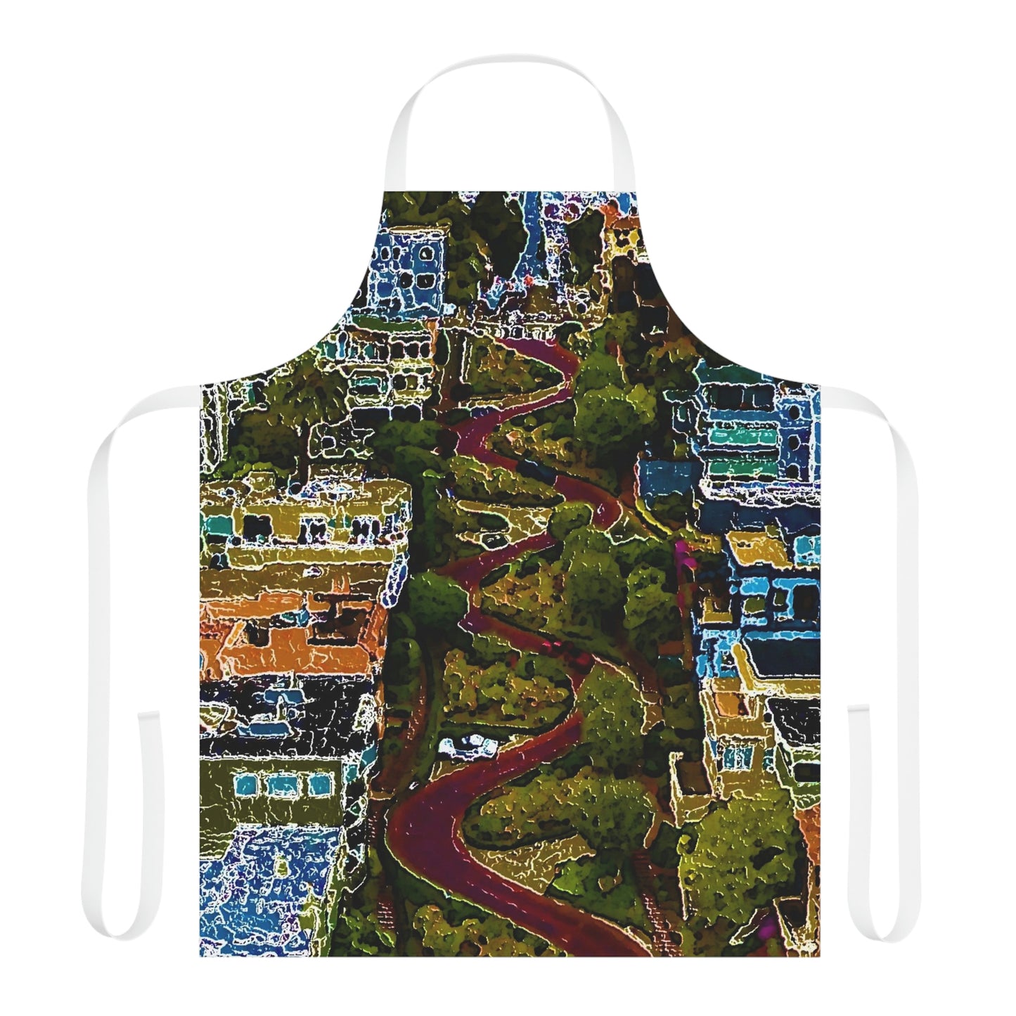 Apron (AOP) ... A Crazy Street ... 'Eight Winding Curve-Switchbacks' ... "Lombard Street, San Francisco, CA' ... Family Archives: 1970's ... Original Works ...