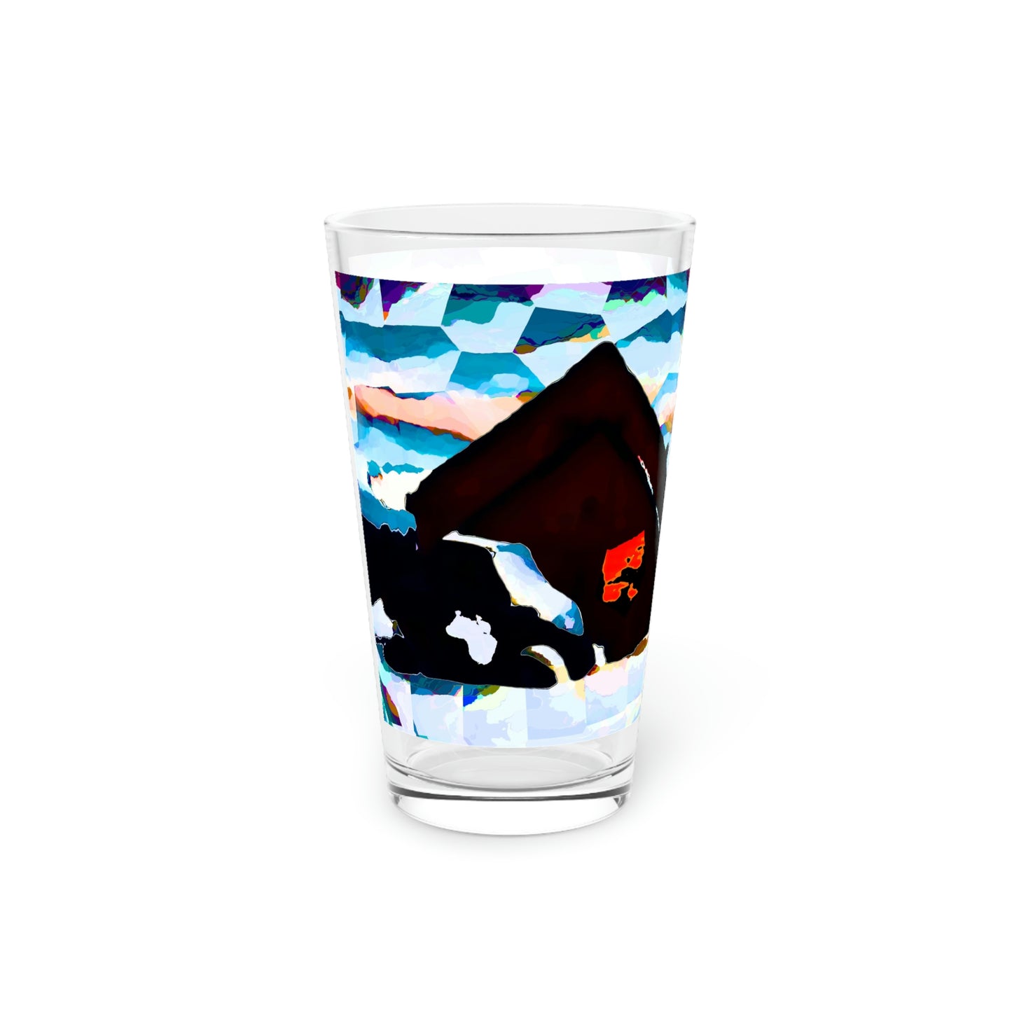 Pint Glass, 16oz ... After An Intense Snow Storm ... 'Digging Out' ... A Vehicle & Cabin "In The Mountains" ... March 2023 ... Original Works ...