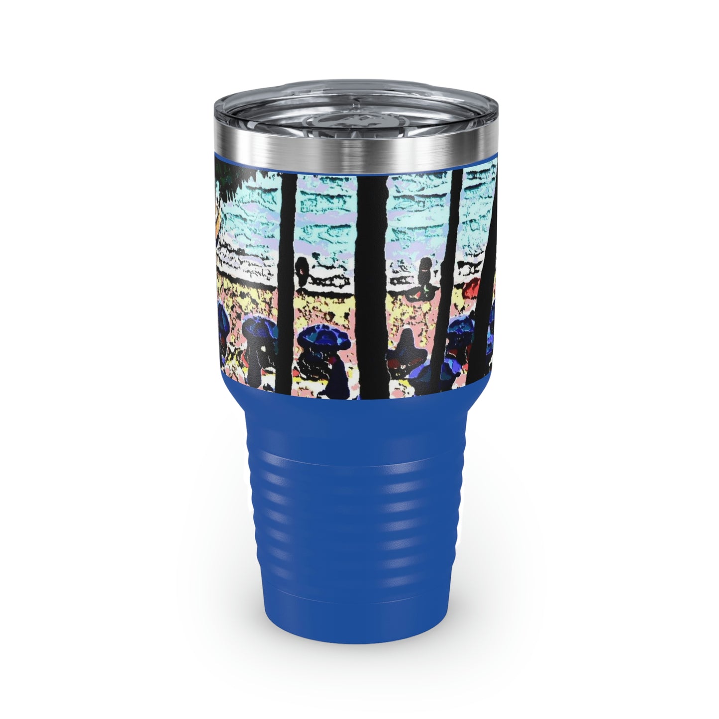 Ringneck Tumbler, 30oz ... "A Beautiful Beach Amongst The Palms" ... The Outrigger Waikiki, Honolulu, Oahu ... Original Works ...