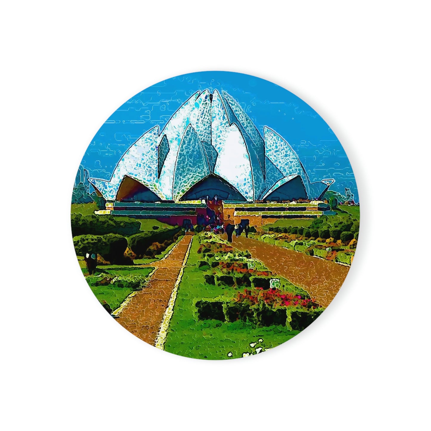 Cork Back Coaster ... 'Bahai'i House-Of-Worship' ... "Lotus Temple: Delhi, India, 2008" ... Original Works ...