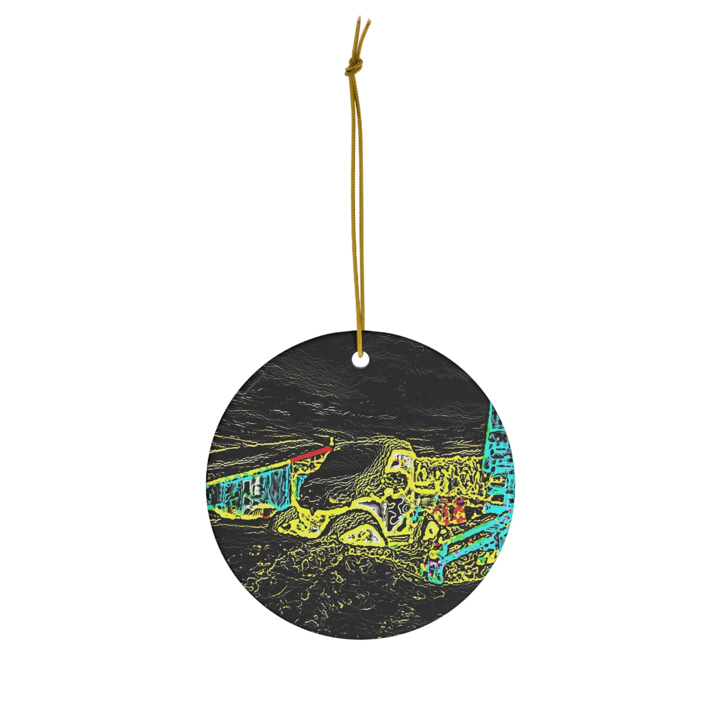 Ceramic Ornament, 4 Shapes ... "Snow Vehicle In Snow Storm At-Rest" ... Circa 12Mar23 ... Central Idaho ... 18-Hours Rendering Time: Original Works ...