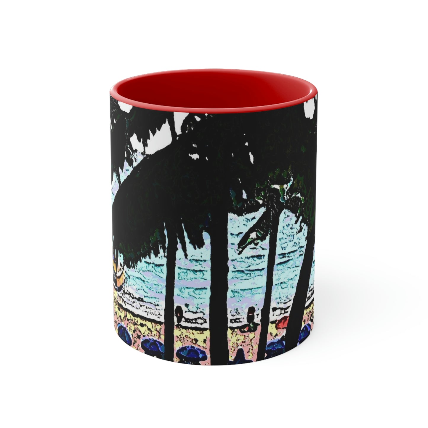 Accent Coffee Mug, 11oz ... "A Beautiful Beach Amongst The Palms" ... The Outrigger Waikiki, Honolulu, Oahu ... Original Works ...