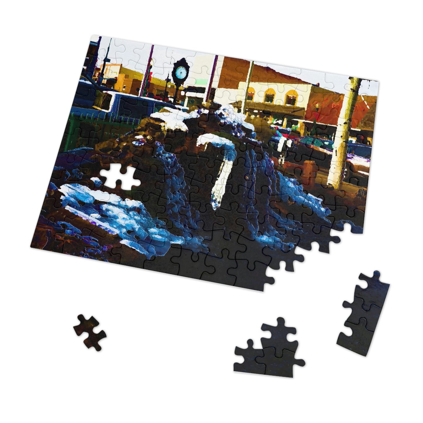 Jigsaw Puzzle (30, 110, 252, 500,1000-Piece) ...  "Ice & Water Sculpted" ... Downtown Grangeville, Idaho ... Adjacent To Irwin Pharmacy ... 5Jan23 ... Original Works ...