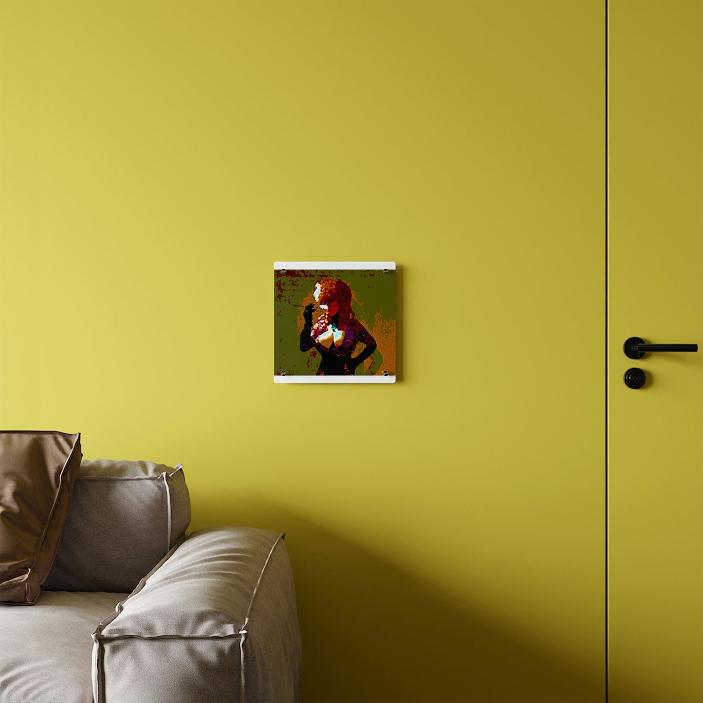 Acrylic Wall Art Panels ...  A Colleague Overseas ... 'Enjoying A Fag' ... Original Works ... "April Fools 2023" ... Hot-Tranny-Smoke ...