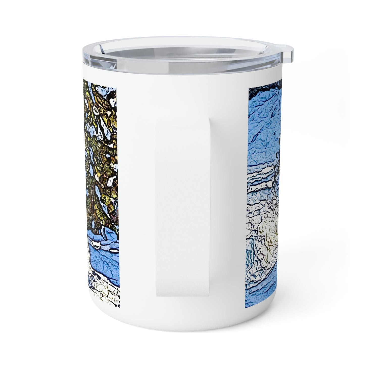 Insulated Coffee Mug, 10oz  ... Blasting Through-The-Powder ... 'Central Idaho Mounains ... ' 2Dec22 ...
