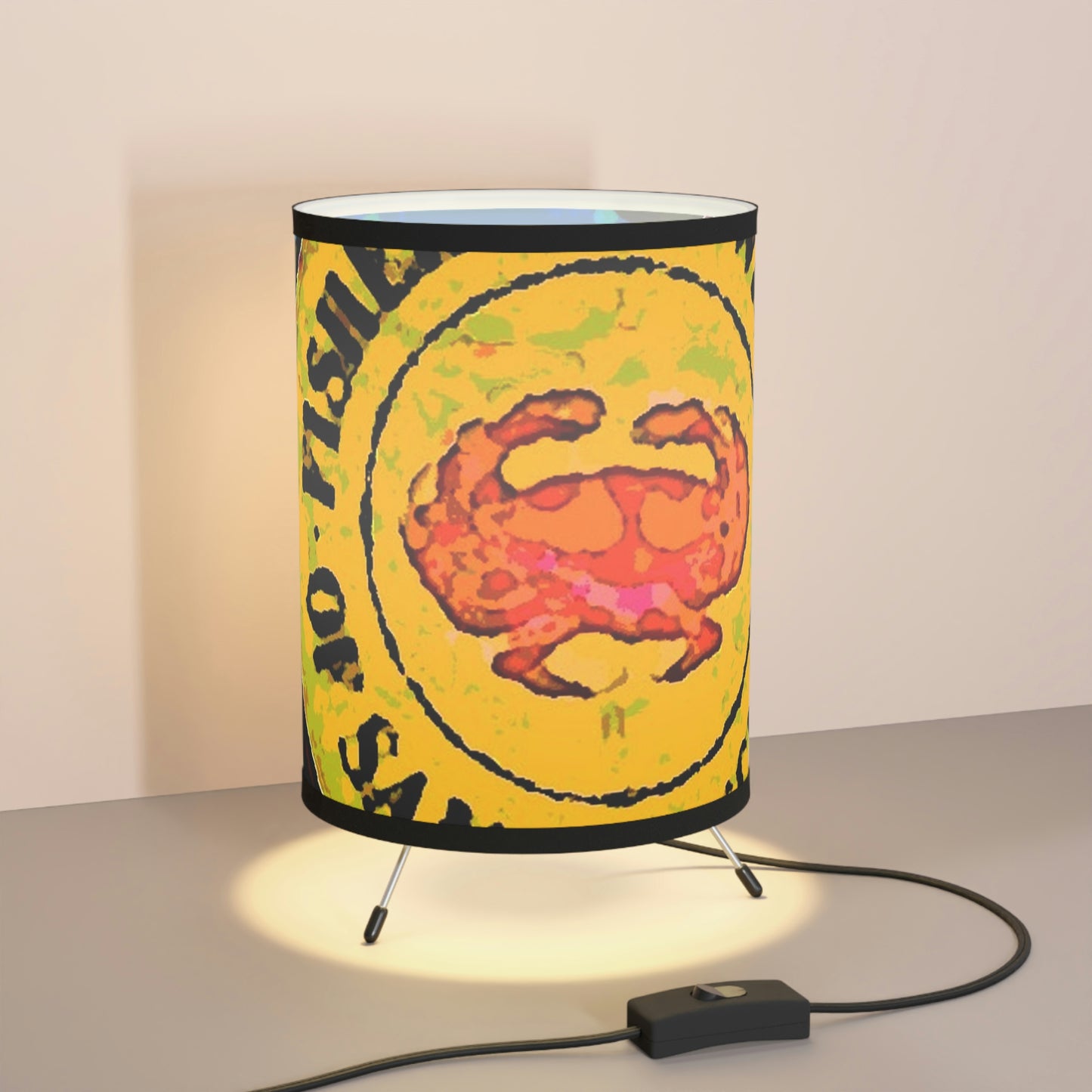 Tripod Lamp with High-Res Printed Shade, US\CA plug ... "No.9 Fishermen's Grotto - Fishermen's Wharf, SF, California" ... Family Archives: 1970's ... Original Works ...