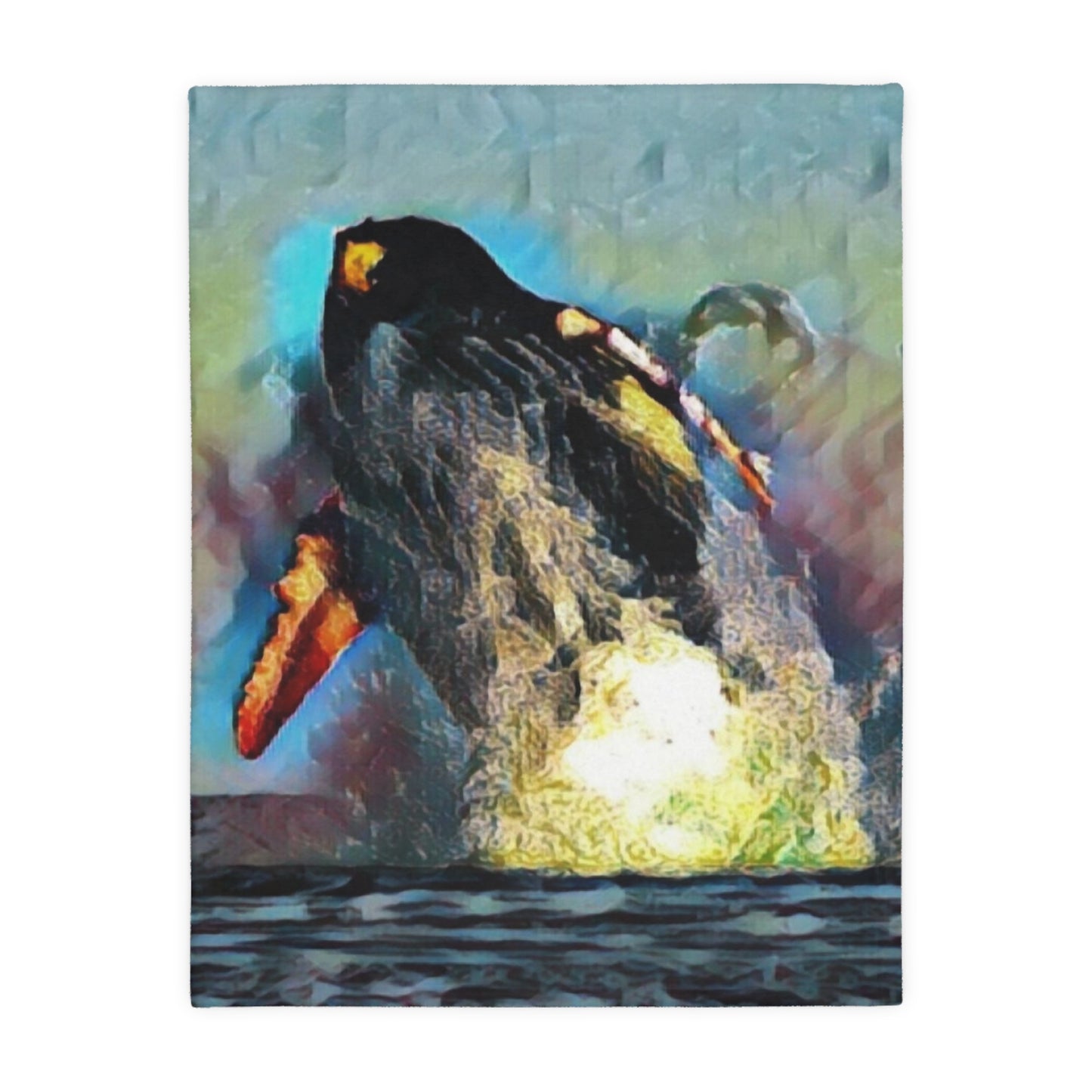 Velveteen Minky Blanket (Two-sided print) ... An Extraordinary Humpback Breach ... 'With Explosive Energy' ... Family Archives (KPH) ... Circa: 21st Century. Maui, HI ... Original Works ...