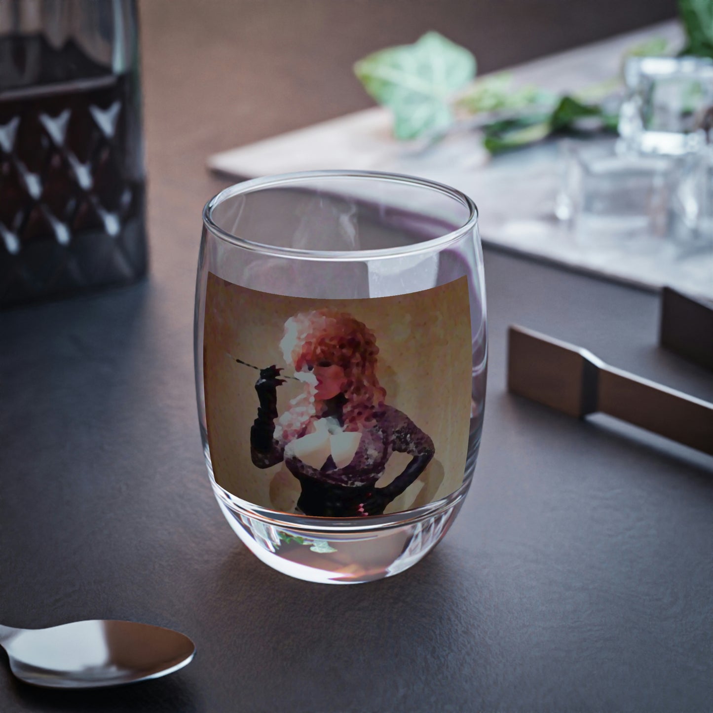 Whiskey Glass ...  A Colleague Overseas ... 'Enjoying A Fag' ... Original Works ... "April Fools 2023" ... Hot-Tranny-Smoke ...